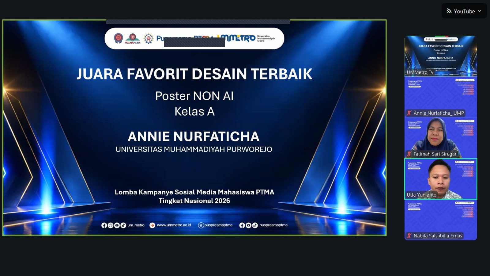 Kreatif dan Berdampak, Annie Nurfaticha Raih Juara Favorit Poster PTMA